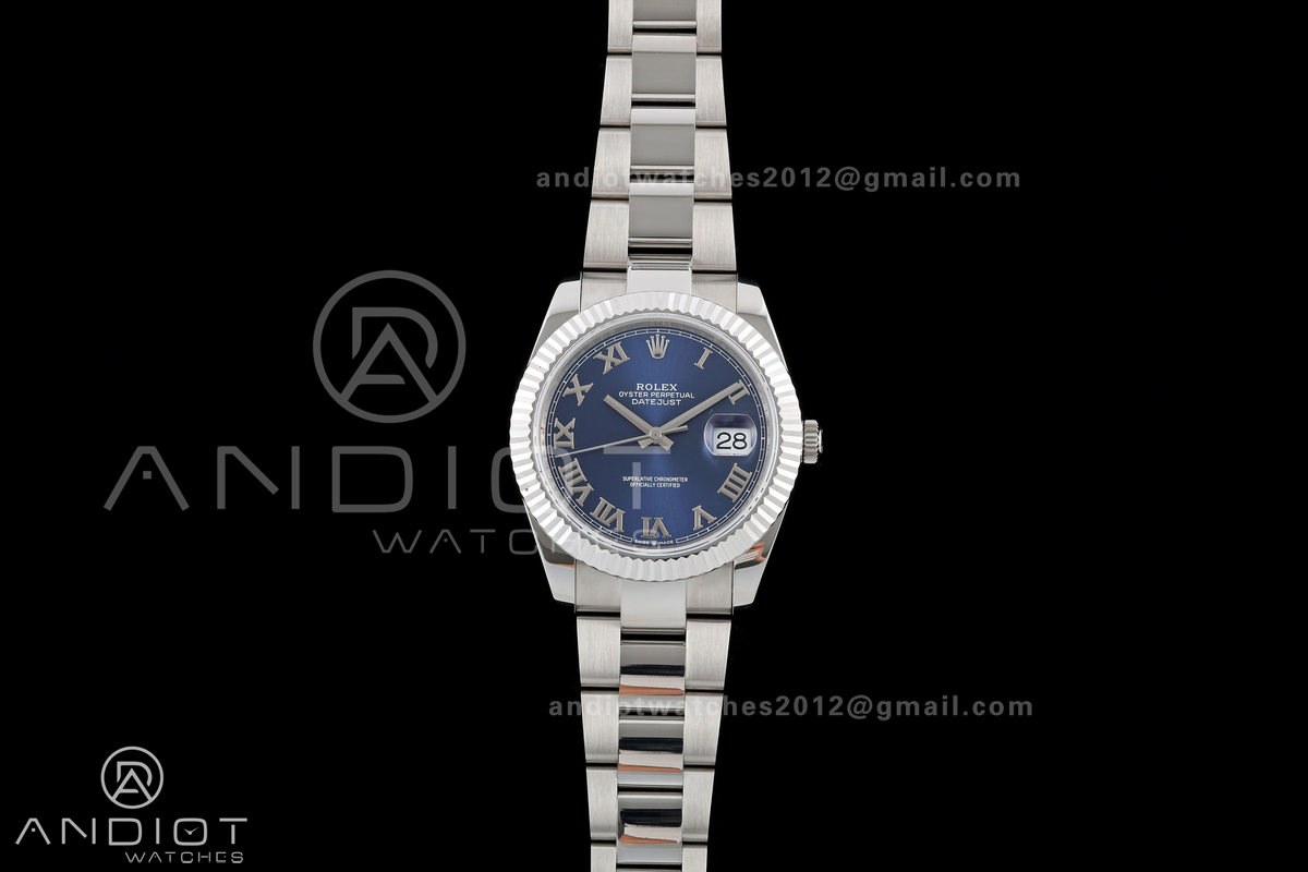 DateJust 41 126334 QF 1:1 Best Edition Blue Roman Dial on Oyster Bracelet JH3235 (Free Sprung)